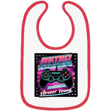 Discover Retro Gamer Forever Young 01 sticker Bibs