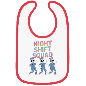 Discover Night Shift Squad Halloween Funny Skeleton Bibs