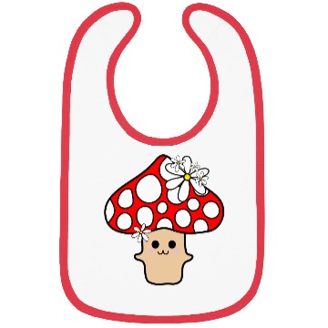 Discover Cute Red Mushroom Smiling Bibs