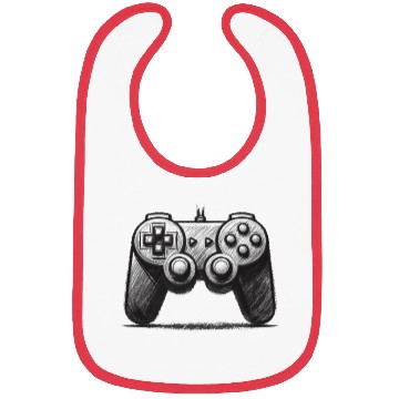 Discover Gamer Controller Cartoon Charcoal Gaming Art 4 Bibs