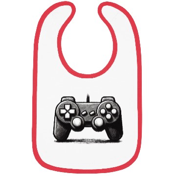 Discover Gamer Controller Cartoon Charcoal Gaming Art 1 Bibs