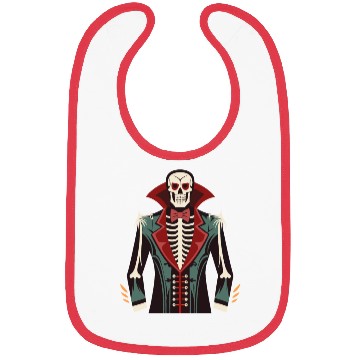 Discover A skeleton ribcage, a vampire tuxedo print Costume Bibs