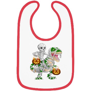 Discover Skeleton Riding Mummy Dinosaur T rex Halloween Bibs