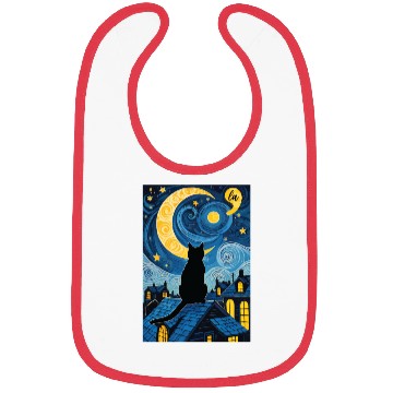 Discover Halloween Starry Night Black Cat Comma La Harris Bibs