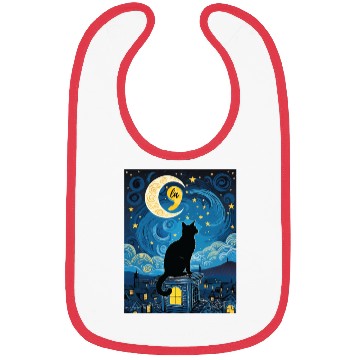 Discover Halloween Starry Night Black Cat Comma La Harris Bibs
