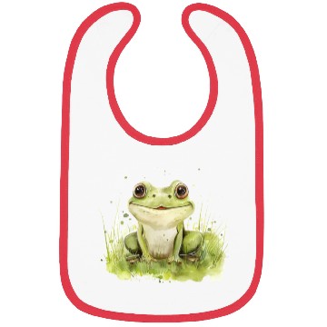 Discover Cute Baby Frog Watercolor Bibs