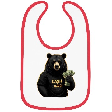 Discover Cash Is King - Bear Stacking Money Bibs