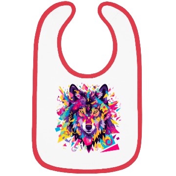 Discover Majestic Pop Art Alpha Wolf - Vibrant Cool Bibs