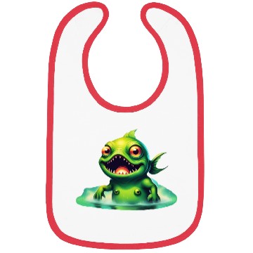 Discover Green Monster Fish Emerge from the Deep Lake Scary Bibs