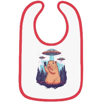 Discover Funny Graphic Bibs Capybara Selfie With Ufos Weird