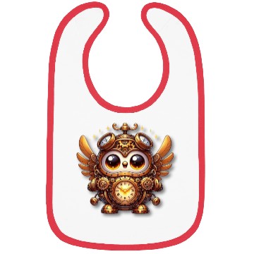Discover funny cute owl steampunk monster Bibs