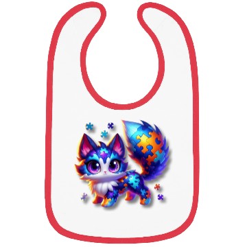 Discover funny cute puzzle fox monster Bibs