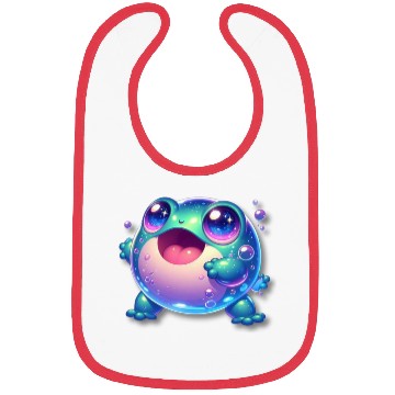 Discover funny cute green frog Bibs