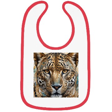 Discover face of a leopard remixed with a beautiful pattern Bibs