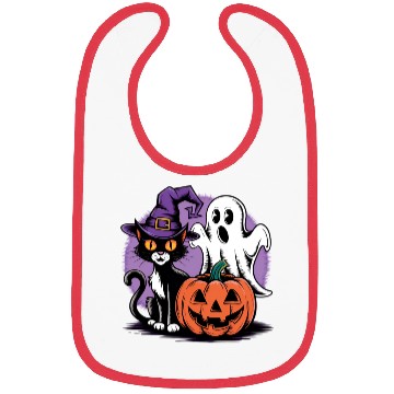 Discover Spooky Black Cat Pumpkin boo ghost Halloween Bibs