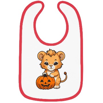 Discover baby lion with a halloween pumpkin Bibs