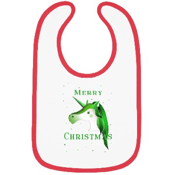 Discover Festive Green Unicorn Christmas Design Bibs