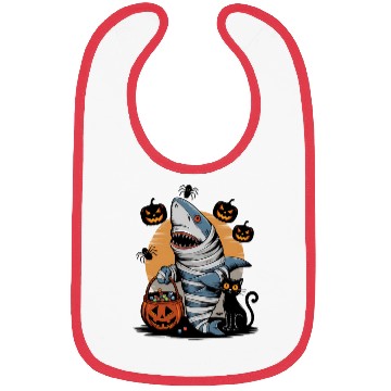 Discover Spooky Shark Mummy and Black Cat Trick-or-Treat Bibs