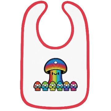 Discover Trippy Rainbow Mushroom Mushies Bibs
