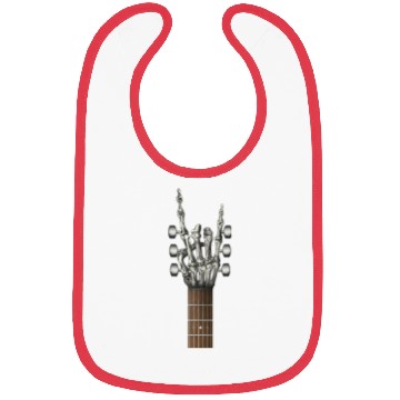 Discover Rock On Guitar Neck Skeleton Hand Sign Rock & Roll Bibs