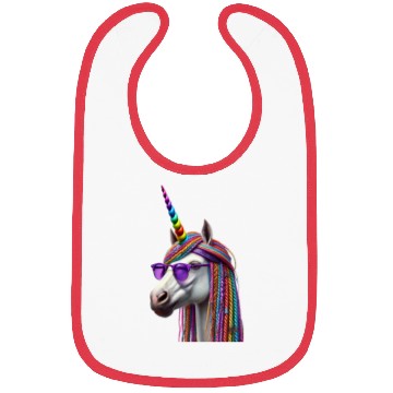 Discover Rainbow Unicorn with Braids and Sunglasses Swag Bibs