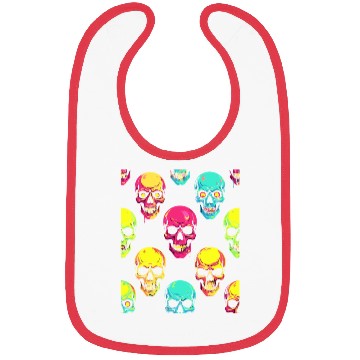 Discover Neon Pop Punk Skull Pattern Bibs