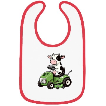 Discover Funny cow as lawn mower farmer grass Bibs