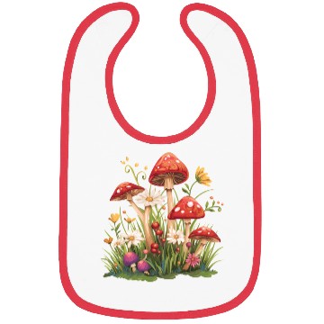 Discover Cluster of Red Toadstool Mushrooms Bibs