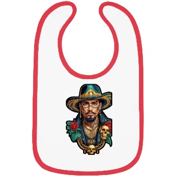 Discover Stylish Man with Hat, Tattoos, and Gold Chains Bibs