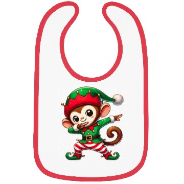 Discover Christmas Monkey Elf Funny Monkey Lover Ape Bibs