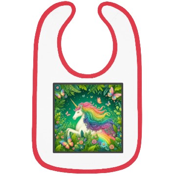 Discover Unicorn, Unicorn butterfly in flower garden design Bibs