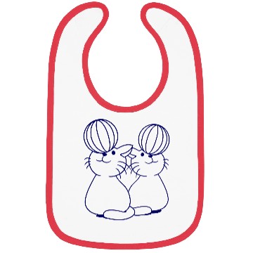 Discover 2 cats playing ball beach stand fun circus friends Bibs