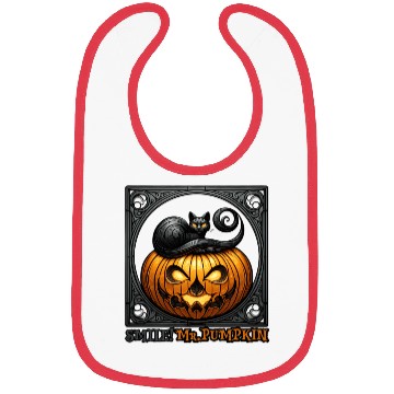 Discover SMILE Mr PUMPKIN Halloween design Bibs