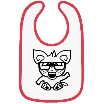 Discover Nerd Cat Horn-rimmed Glasses Geek Smart Kitten Fun Bibs
