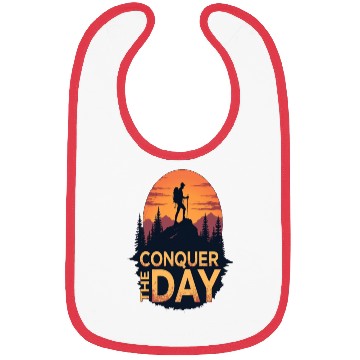 Discover Conquer the Day Hiking Illustration Bibs