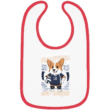 Discover Love Volleyball and Corgis Design Bibs