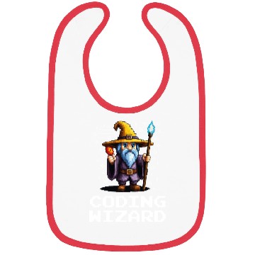 Discover Funny Coding Wizard Pixel Fantasy Coder Magic Bibs
