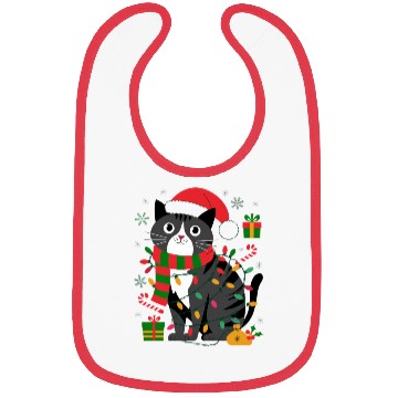 Discover Cute Christmas Cat Design - Festive Lights Bibs