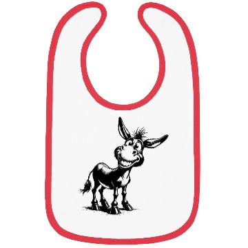 Discover Funny Grinning Donkey Pencil Drawing Bibs