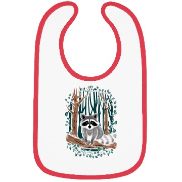 Discover Cottagecore Raccoon in Forest Scene Bibs