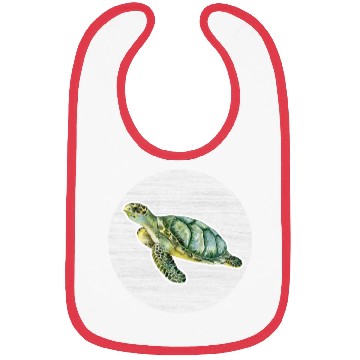 Discover Green Turtle Watercolor Drawing Bibs