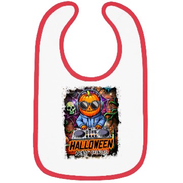 Discover Halloween Night Party DJ Pumpkin Bibs