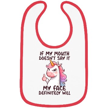 Discover Unicorn Collection - Mouth Don't but Face Will Bibs
