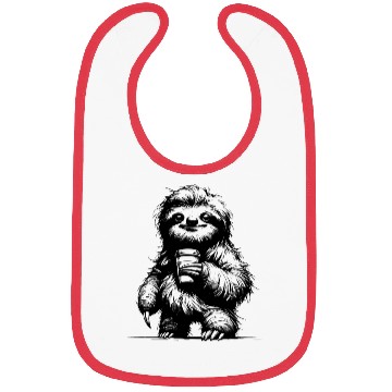 Discover Woke Up Coffee Sloth Pencil Sketch Bibs