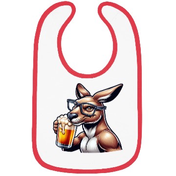 Discover Kangaroo with Glasses Drinking Beer Bibs