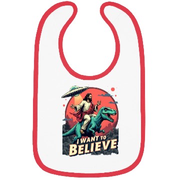 Discover Jesus Riding a Dinosaur with UFO - I Want to Belie Bibs