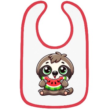 Discover Sloth with watermelon cartoon summer vibes Bibs