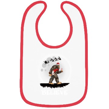 Discover Believe Santa Bigfoot Carrying Gnome Christmas Bibs