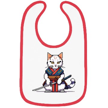 Discover Pixel Samurai Cat Warrior Bibs