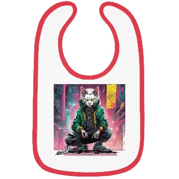 Discover Urban Cyberpunk Cat Rebel Bibs